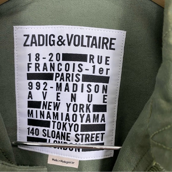 Zadig & Voltaire Kayak Mili Military‎ Shacket Hreen Skull Sz Small - Picture 3 of 8